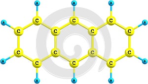 Anthracene molecular structure on white background