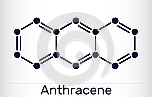 Anthracene molecule. It is polycyclic aromatic hydrocarbon PAH. Skeletal chemical formula. Vector