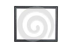 Anthracite and silver wooden picture frame on white background
