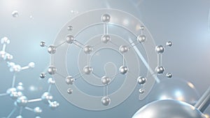 anthraquinone molecular structure, 3d model molecule, anthracenedione, structural chemical formula view from a microscope photo