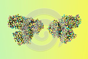 Anthrax toxin lethal factor. Space-filling molecular model of toxin produced by bacterium Bacillus anthracis. Scientific