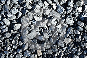 Anthrazite coal pieces in sunlight