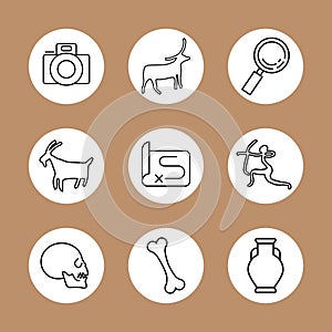 Anthropology and Archeology Icons Set