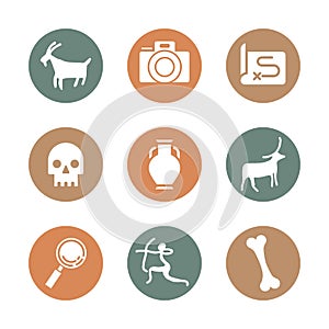 Anthropology and Archeology Icons Set