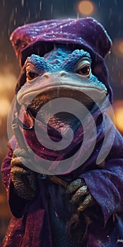 Anthropomorphic Lizard Wizard in Disguise: Concept Art Portrait .