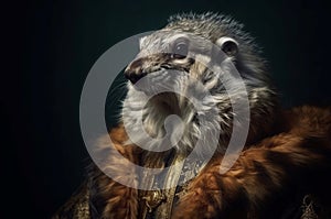 Anthropomorphic marmot wearing noble cloak. Generate ai