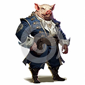 Anthropomorphic Navy Pig God - Realistic And Hyper-detailed Renderings