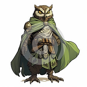 Anthropomorphic Olive Owl God - Dnd 5e Character Art