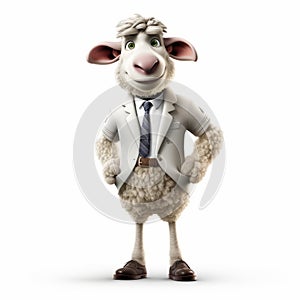 Anthropomorphic Sheep In Business Suit: Hiperrealistic Cartoon Art photo