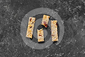 Anti-age snacking, healthy food. Snak products with anti-aging ingridients. Whole-cereal fitness bar