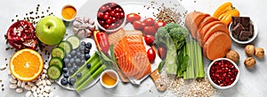 Anti Aging foods on light background