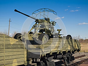 Anti-aircraft gun on the platform