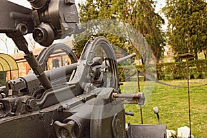 Anti-aircraft gun of the second world war now in disuse and placed in the former military barracks of strong marghera today meetin