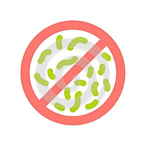 Anti bacteria no clean prohibition single isolated icon with flat style