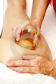 Anti cellulite massage with Ventuza vacuum body puller photo