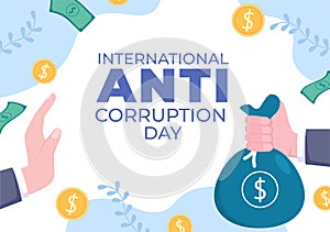 Anti Corruption Day Which is Commemorated Every 9 December for Tell the Public to Stop Give Money with a Prohibition Sign in Flat