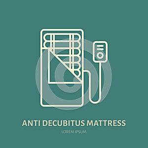 Anti decubitus, pressure ulcers mattress icon, line logo. Flat sign for ergonomic healthy sleeping photo