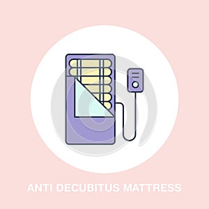 Anti decubitus, pressure ulcers mattress icon, line logo. Flat sign for ergonomic healthy sleeping photo