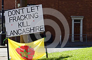 Anti-Fracking in Lancashire Sign