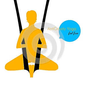 Anti-gravity yoga poses woman silhouette