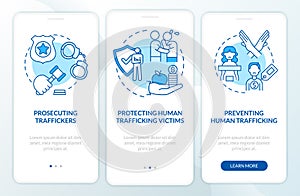 Anti human trading policy onboarding mobile app page screen