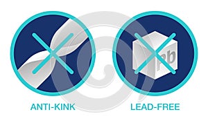 Anti-kink and Lead-free icons for watering hose