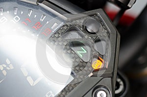 Anti-lock braking system ABS light on motorcycle dashboard