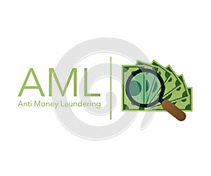 Anti money laundering AML cash coin credit transaction company. Vector illustration.