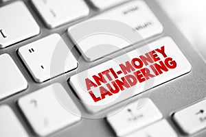 Anti Money Laundering text button on keyboard, business concept background