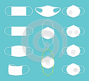 Anti pollution mask set,Vector and Illustration