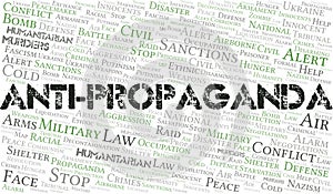 Anti-Propaganda word cloud. Vector made with the text only.