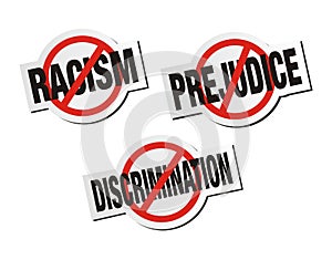 Anti racism, anti prejudice, anti discrimination sticker sign