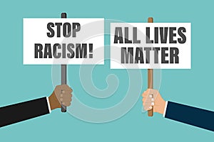 Anti racism vector banner. black lives matter. stop racist. racial diversity race concept. together against racial discrimination