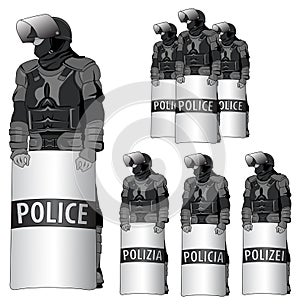 Anti Riot police - vector set