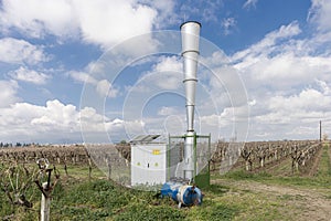Anti-rocket missile system in the area preventing the spread of hail. Anti-hail plant for generating a shock wave in a vineyard.