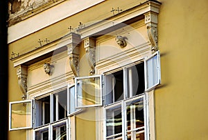 anti-roosting or bird prevention and repellent metal wire device above window top .