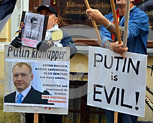 Anti-Russian against V.Putin protest in connection with military aggression of Russia against Ukraine