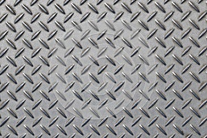 Anti slip gray metal plate with diamond pattern