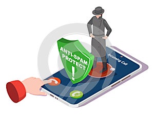 Anti spam call protect mobile service vector