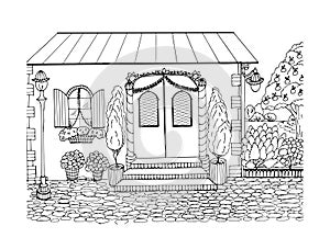Anti-stress coloring black and white vector drawing drawn by hand.