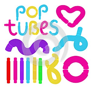 Anti stress sensory pop tube plastic toy. Vector illustration