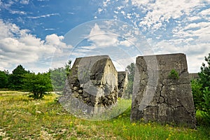 Anti tank barriers in military district Zahorie