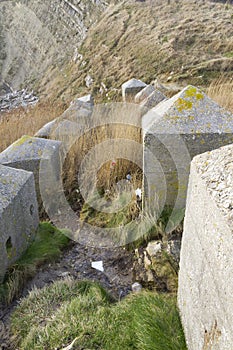 Anti Tank Cubes, Stone World War Two invasion coastal defences.
