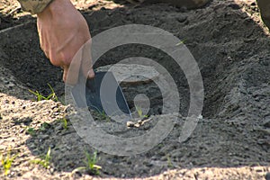 Anti-tank mine installing photo