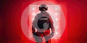 Anti terrorism day red background, Stop the war with counter terrorism team. Generative Ai