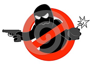 The anti-terrorist campaign icon. Vector illustration of stop terrorism background concept, isolated on a white background.