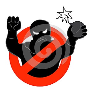 The anti-terrorist campaign icon. Vector illustration of stop terrorism background concept, on a white background. EPS 10