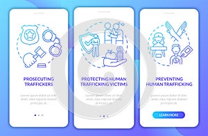 Anti-trafficking actions onboarding mobile app page screen.