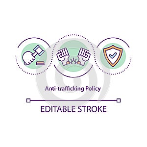 Anti-trafficking policy concept icon