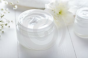 Anti wrinkle cosmetic cream with herbal flowers face care
